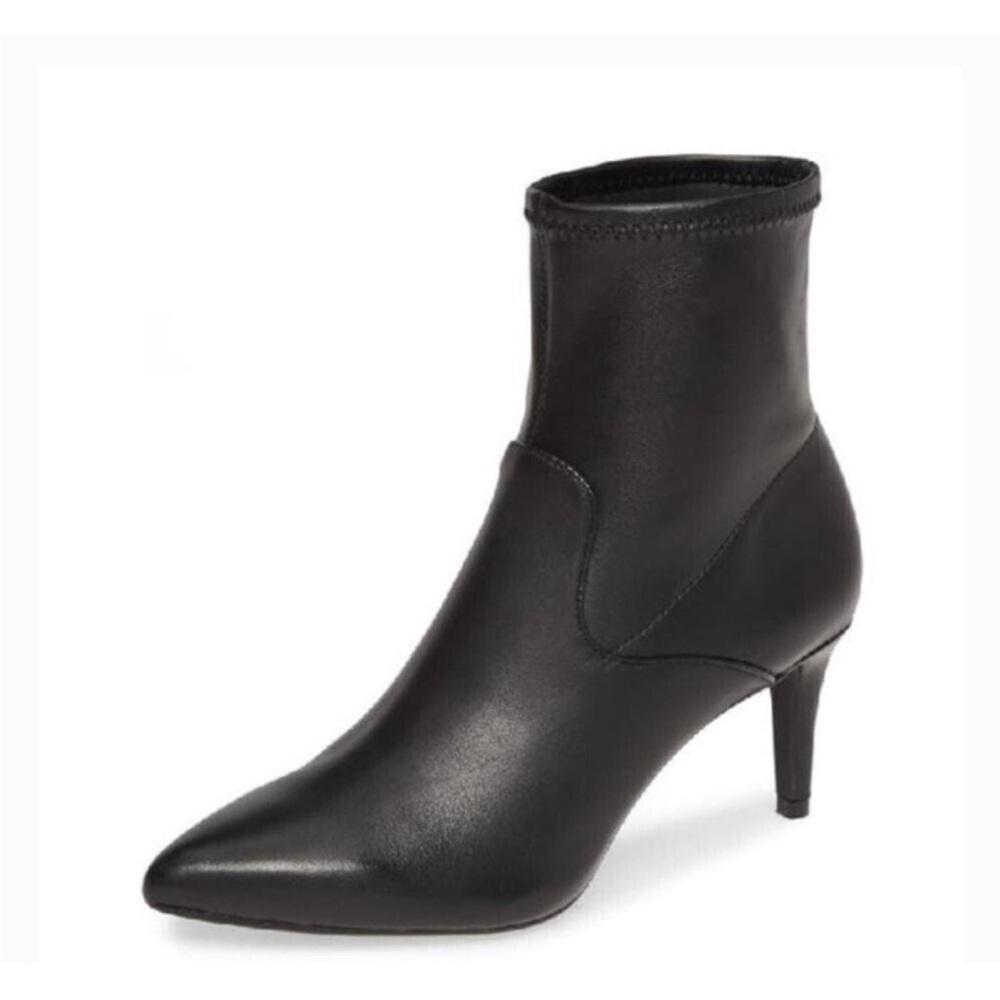 1901 - Ingram Black Leather Pull On Sock Booties with Pointed Toe - Size 9M NWOT